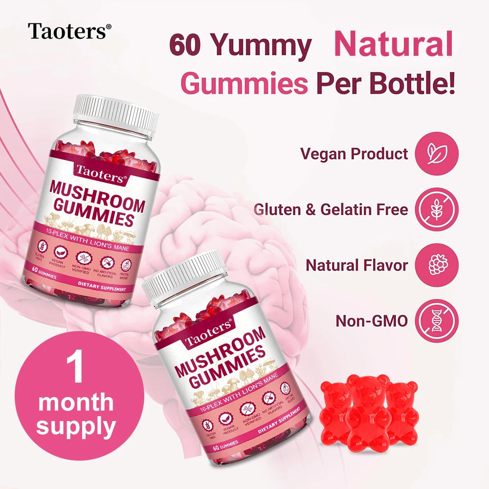 Mushroom Complex Gummies 10-in-1 | Focus & Brain Support Mushroom Supplement Gummies Qst