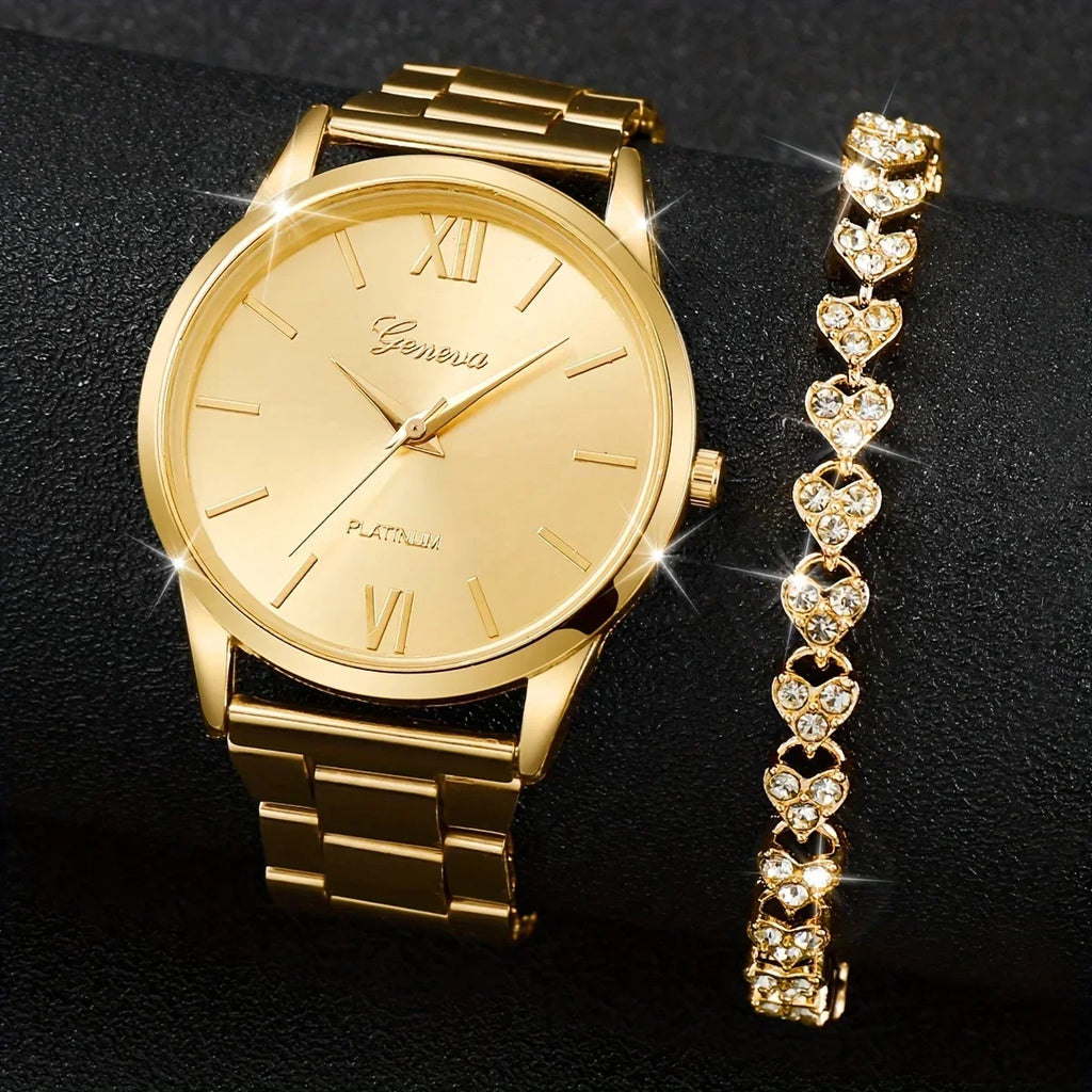 Golden Minimalist Quartz Watch Steel Band | Women's Business Women's Quartz Watch Qme