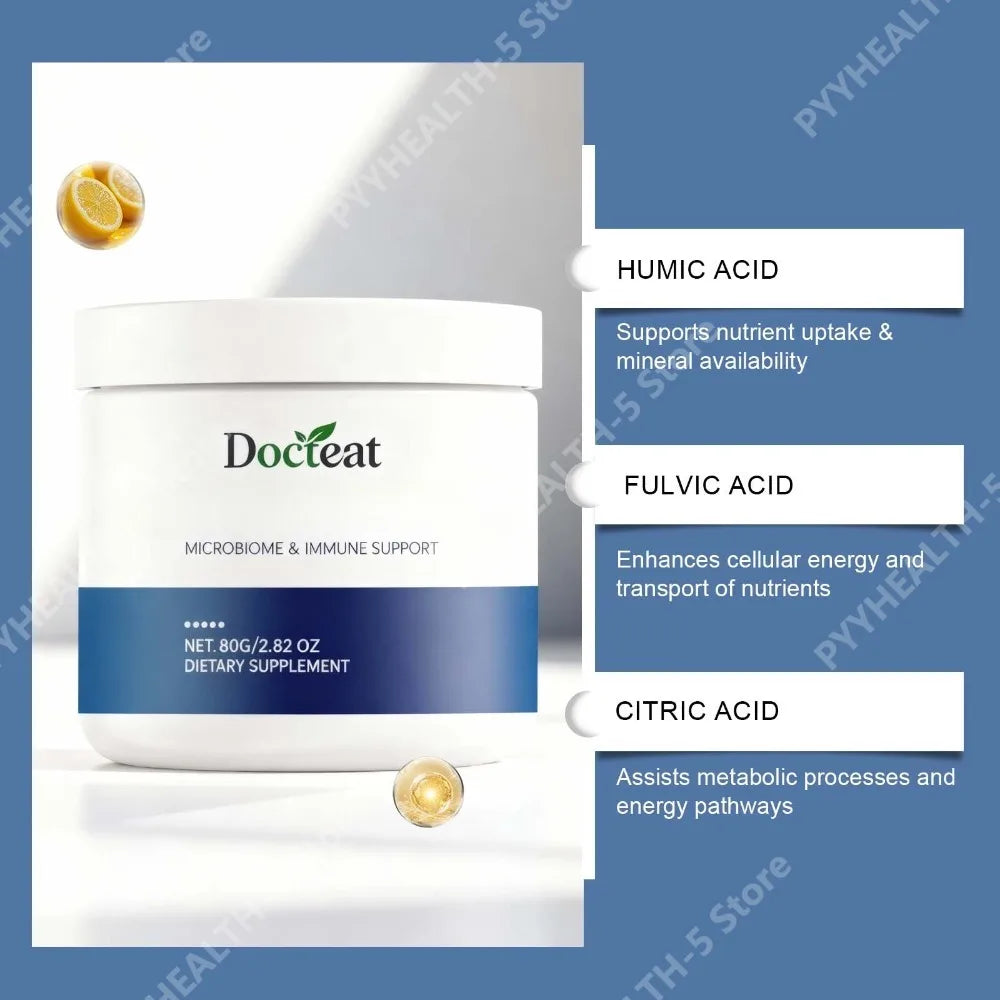 Docteat Intestinal Health Powder – Humic Fulvic Citric Acids 80g Digestive Health Supplement Qst