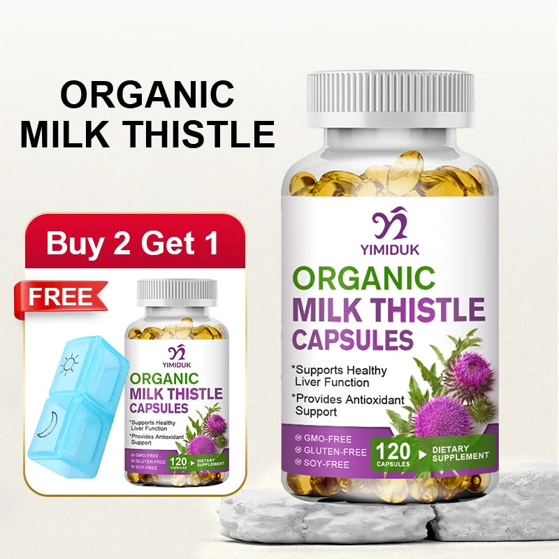 YIMIDUK Organic Milk Thistle Capsules – Liver & Antioxidant Herbal Supplement Qst