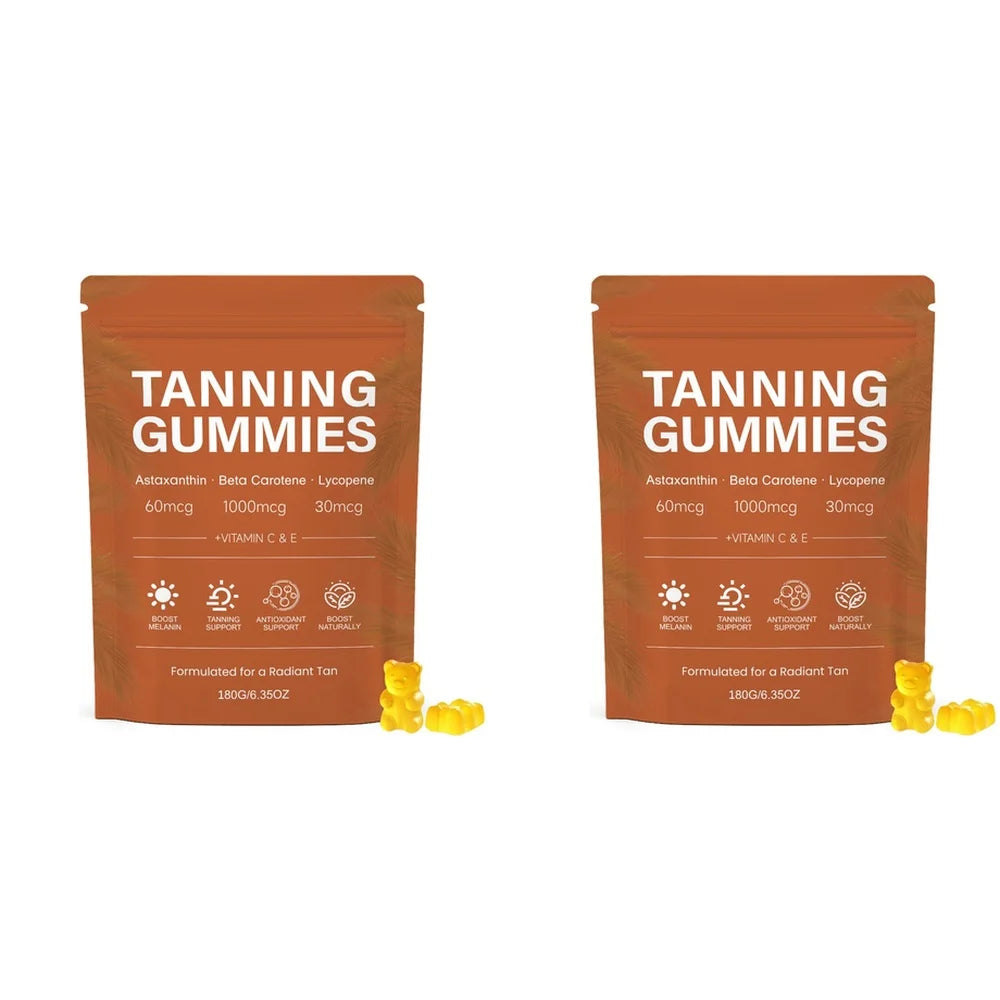 Tanning Gummies – Vitamins C & E, L-Tyrosine, Lycopene | 60ct Skin Glow Supplement Qst 180 Grams(Pack of 2)