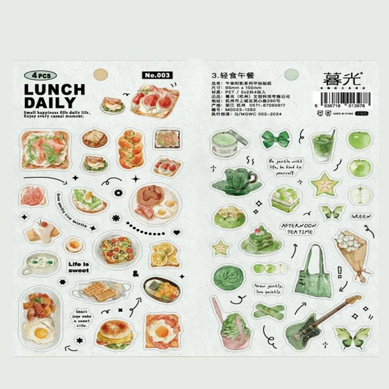 Afternoon Tea Dessert Flat Stickers – Notebook & Journal Decor Decorative Stickers Qme
