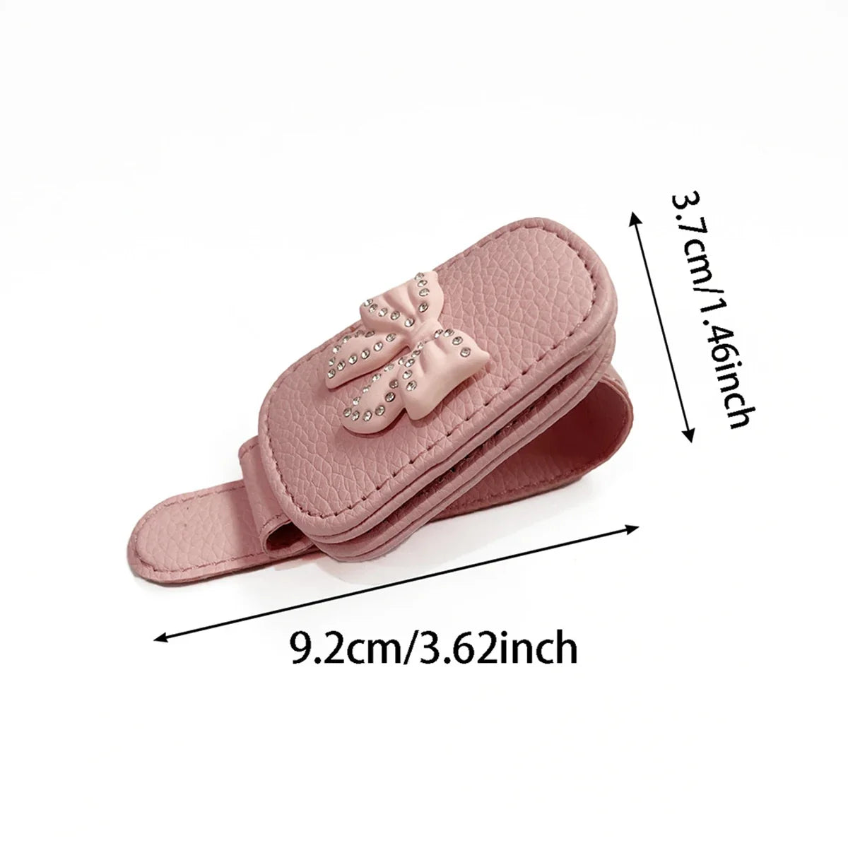 Car Sun Visor Glasses Clip Bow Tie Rhinestone – Cute Pink Car Visor Glasses Clip Qme