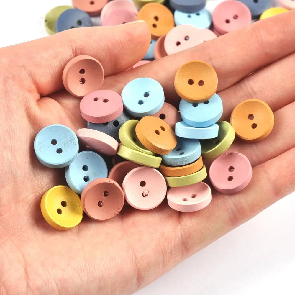 Mixed Round Wooden Buttons – Sewing, Scrapbook & DIY Crafts Wooden Craft Buttons Qme