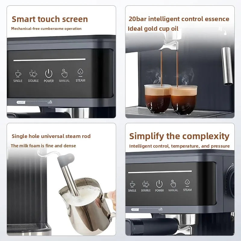 HAOYUNMA 20Bar Semi-Automatic Espresso Machine & Milk Frother Espresso Machine Qst