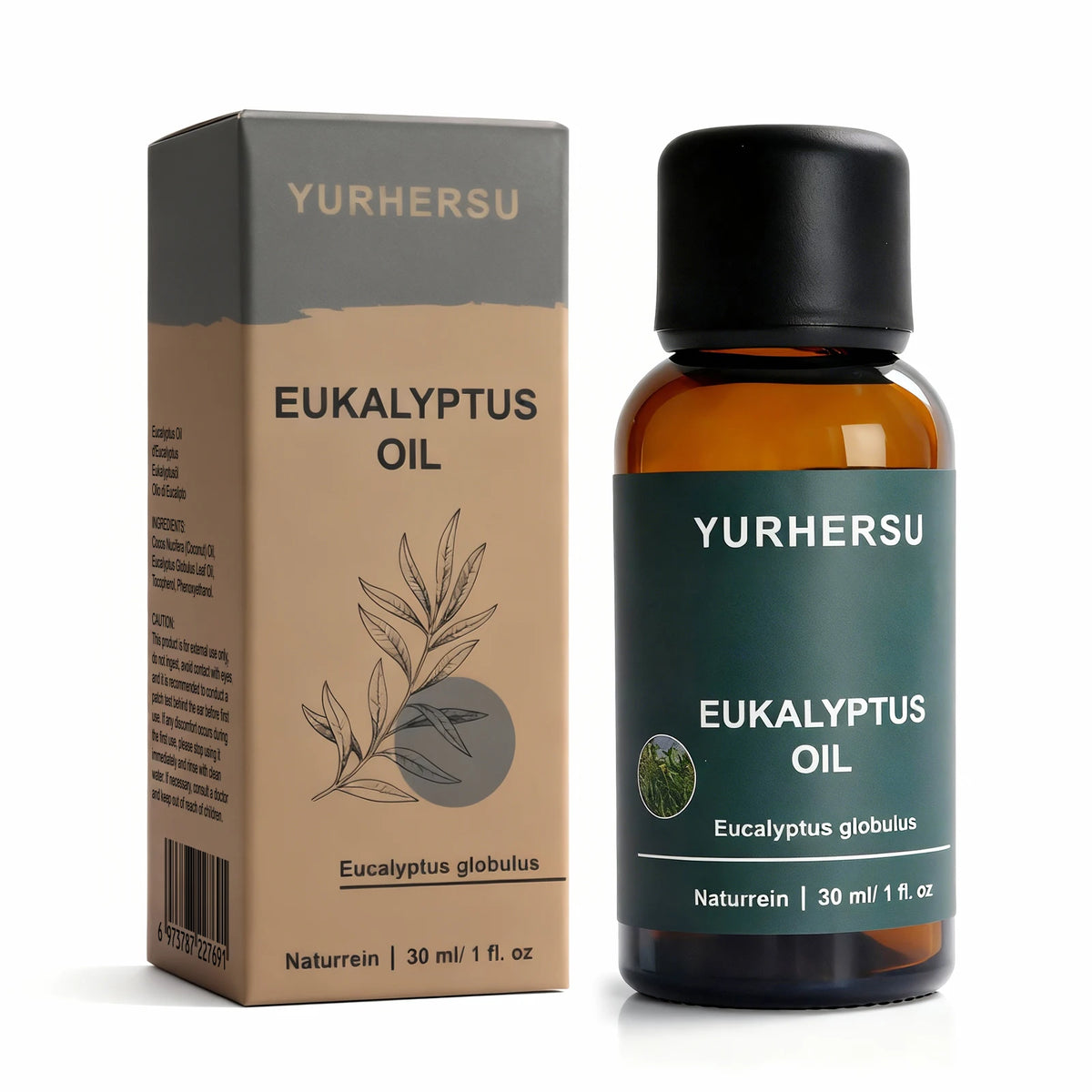 YURHERSU Pure Eucalyptus Essential Oil 30ml – Diffuser & Skin Essential Oil Qst 2pcs 30ml