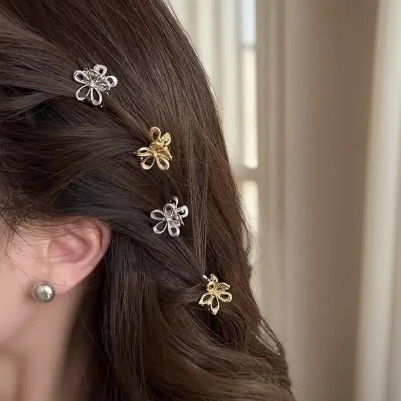 Mini Metal Hair Claw Clips Gold Silver Flower Butterfly Hair Claw Clips Qme