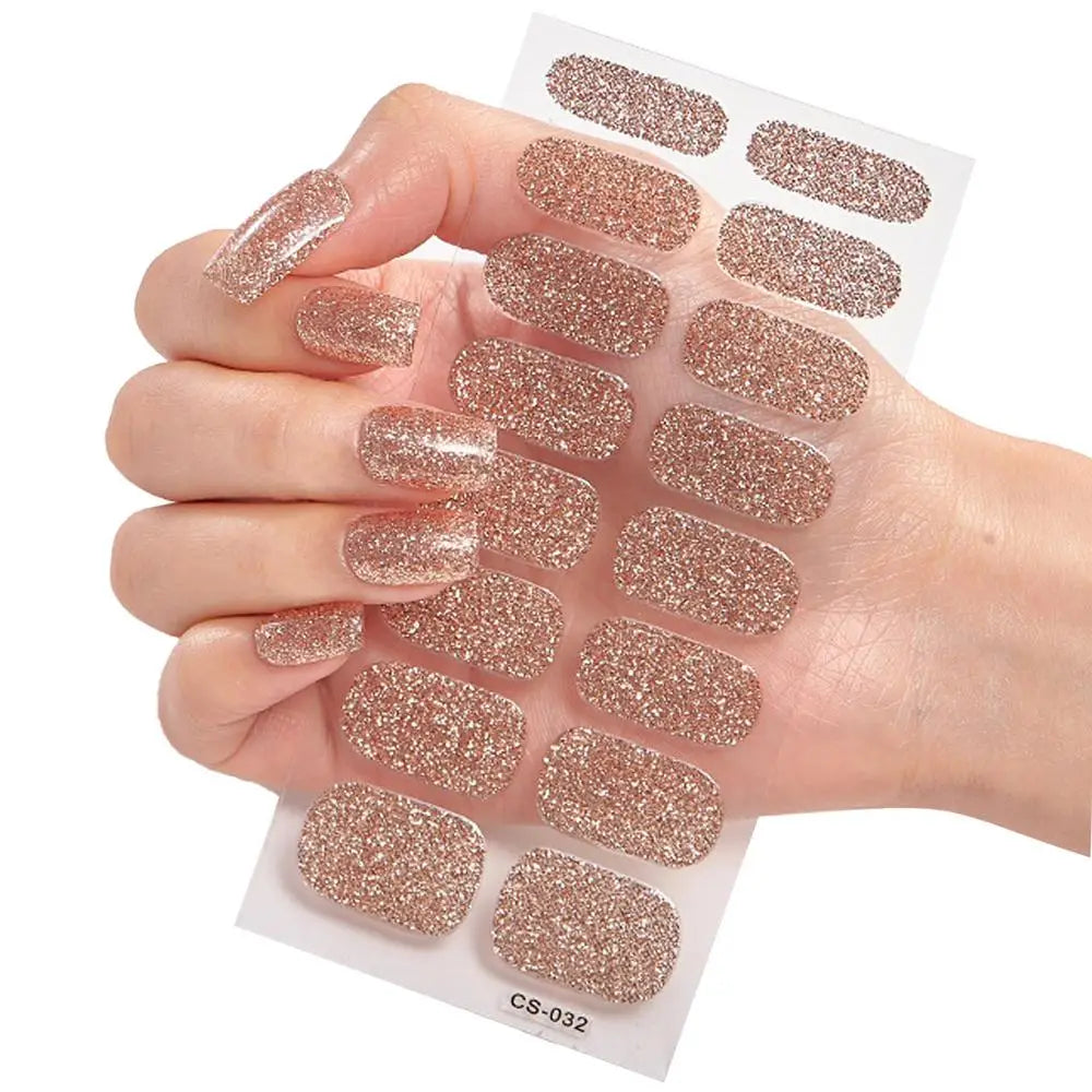 Glitter Full Cover Nail Polish Strips – 16 Tips, 5 Colors Nail Polish Strips Qme 04