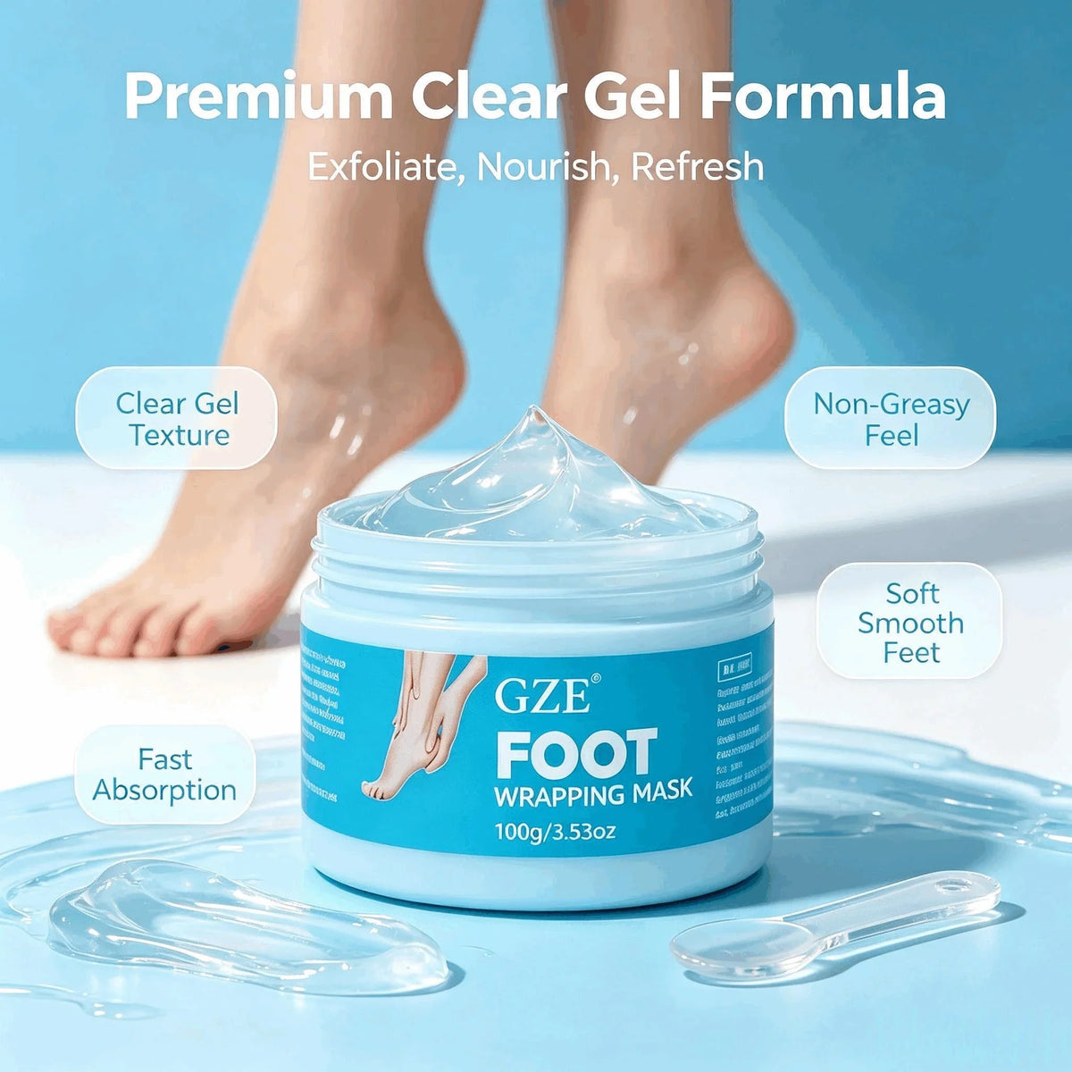 GZE Peel Off Foot Mask – Exfoliating & Hydrating Foot Wrap Foot Peel Mask Qme