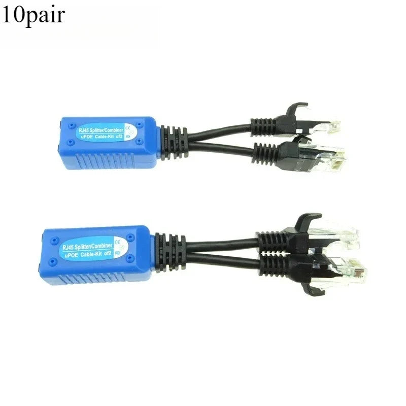 10-Pack RJ45 PoE Splitter & Combiner Cable Kit for IP Cameras PoE Cable Kit Qme 10pair