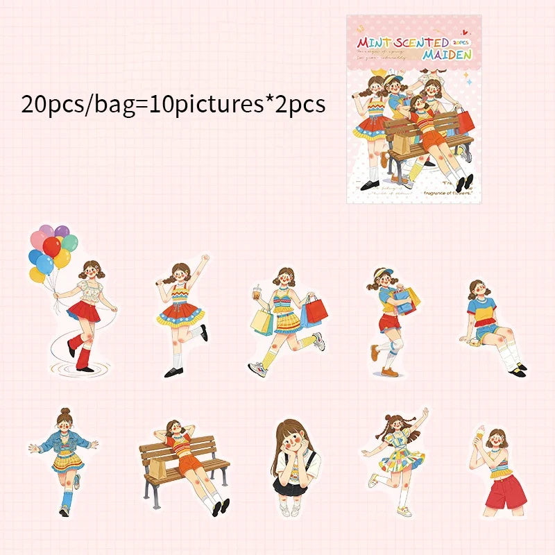 Fresh Summer Girly No-Cut Sticker Pack – Journals & Bottles Decorative Sticker Pack Qme A