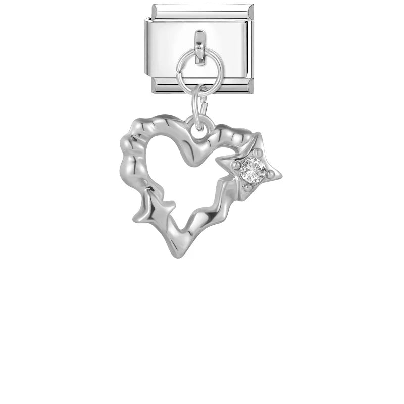 Zircon Crystal Italian Charm Link – Stainless Steel Bracelet Charm Bracelet Link Qme Style 2