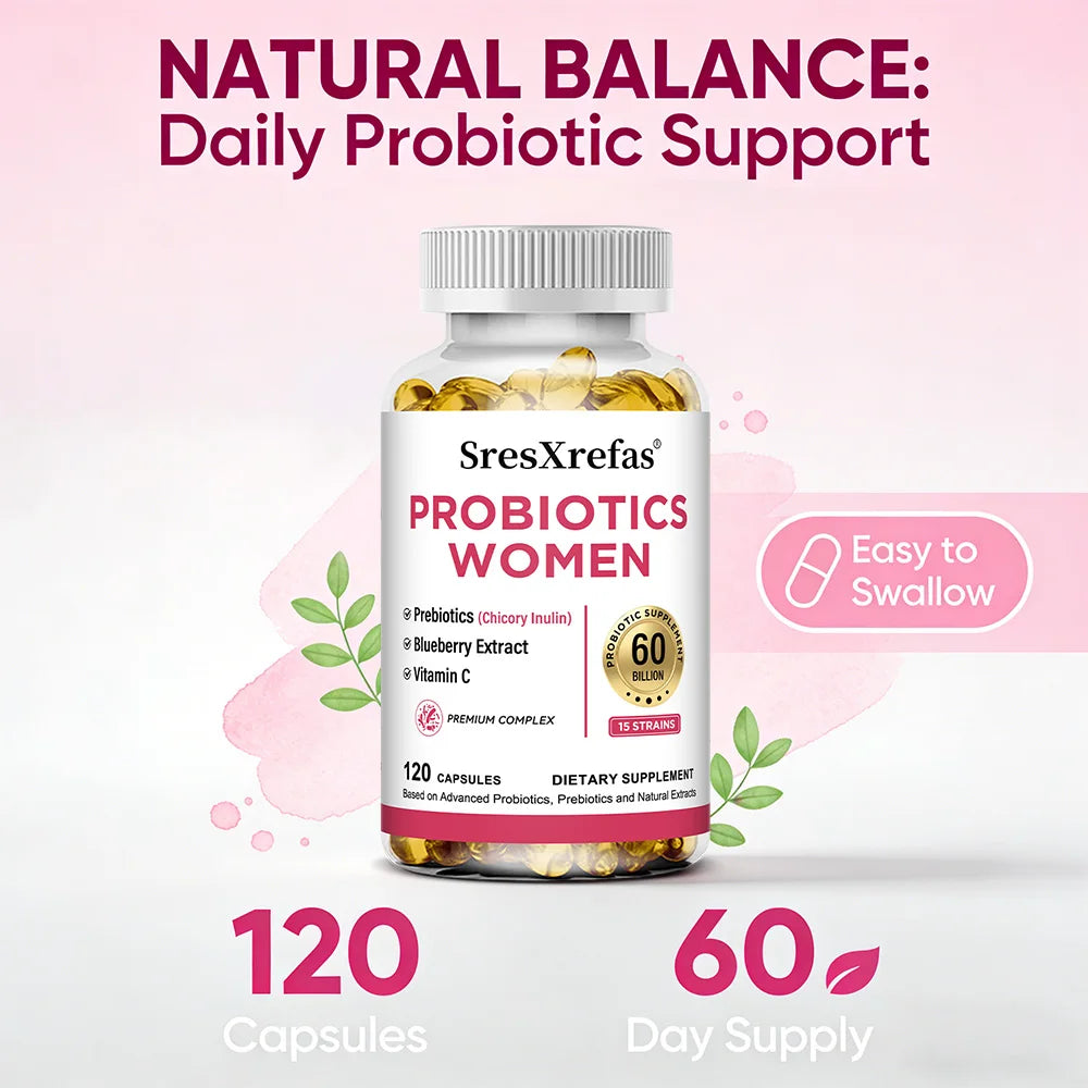 Women's Probiotics 60B CFU Capsules – Cranberry, Gut & pH Balance Probiotic Supplement Qst