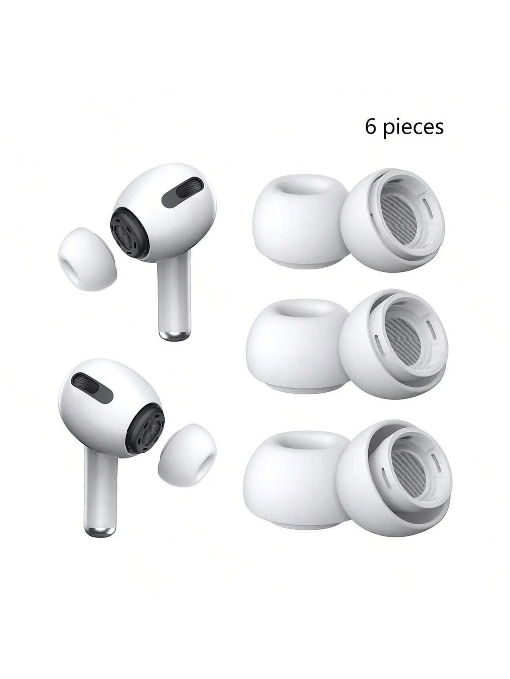 Silicone Ear Tips for AirPods Pro – 6-Pack Noise-Isolating Caps Earphone Ear Tips Qme