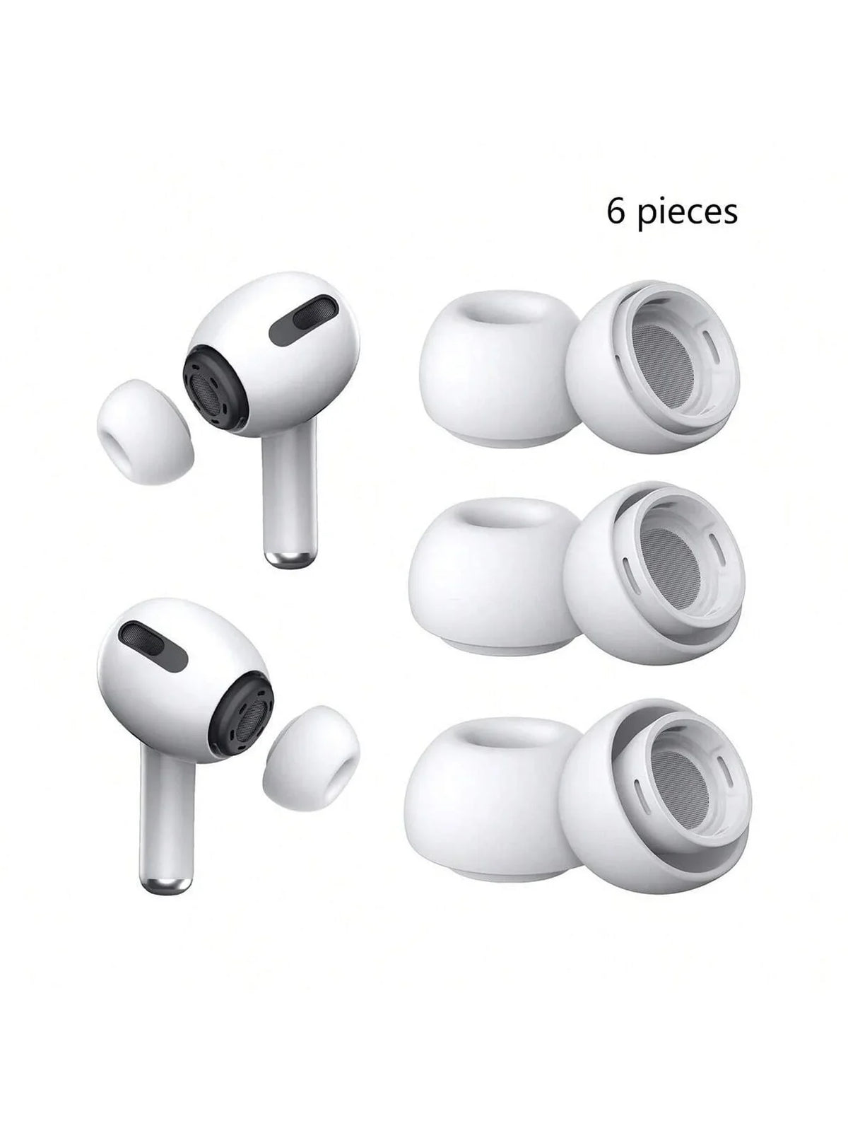 Silicone Ear Tips for AirPods Pro – 6-Pack Noise-Isolating Caps Earphone Ear Tips Qme