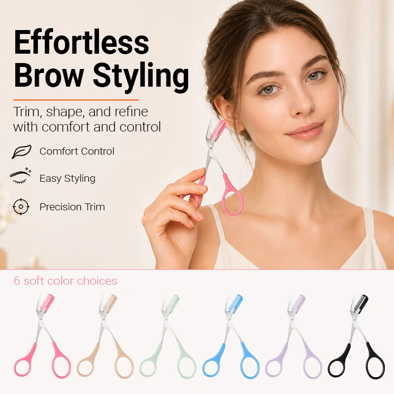 Eyebrow Scissors with Comb – Curved Precision Brow Trimmer Eyebrow Grooming Tool Qst