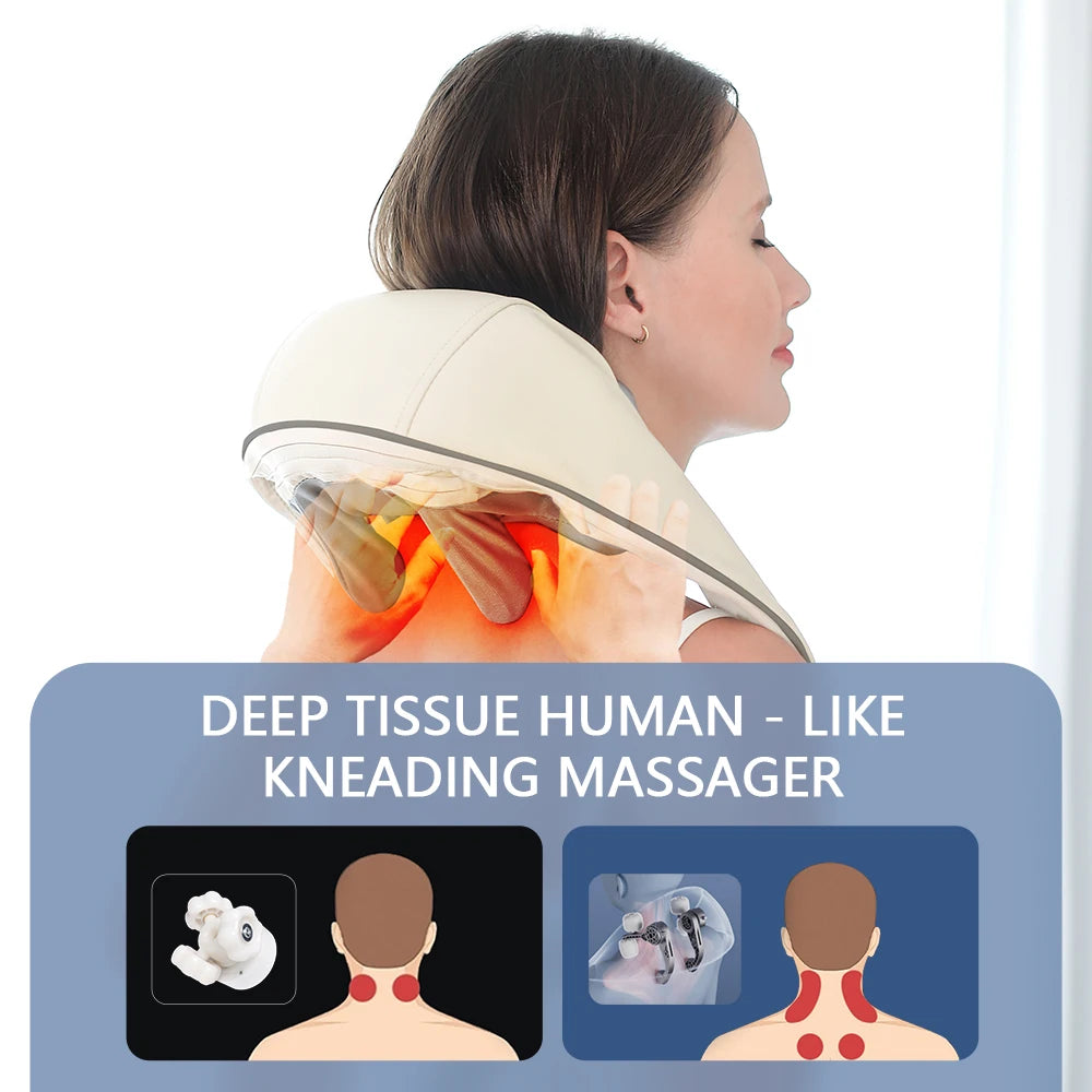 Foreverlily 26W Brushless Neck & Shoulder Kneading Massage Shawl Neck Shoulder Massager Qst