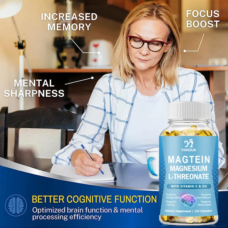 Magnesium L-Threonate 120 Capsules | Cognitive & Sleep Support Magnesium Supplement Qst