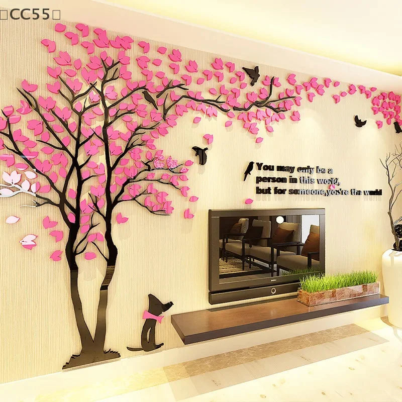 3D Acrylic Tree Wall Stickers – Self-Adhesive Wall Decal Wall Decal Sticker Qst