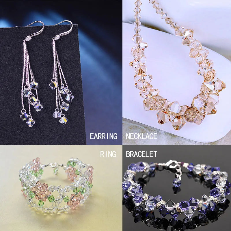 Crystal Bicone Glass Spacer Beads – DIY Jewelry Making DIY Jewelry Beads Qme