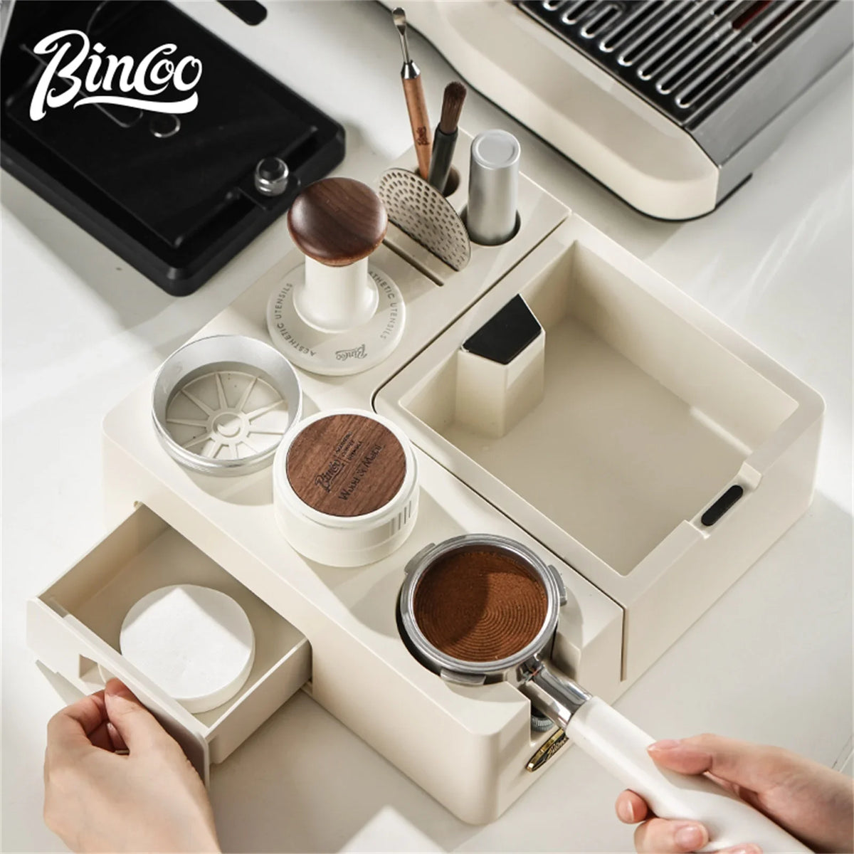 Bincoo 51–58mm Tamper Station & Portafilter Holder | Barista Kit Espresso Tamper Station Qst