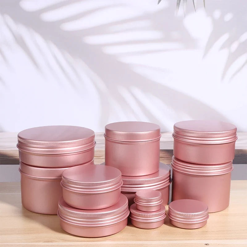 5 Refillable Tin Cream Jars Screw-Top Lids | Lip Balm & Nail Cosmetic Tin Jars Qme