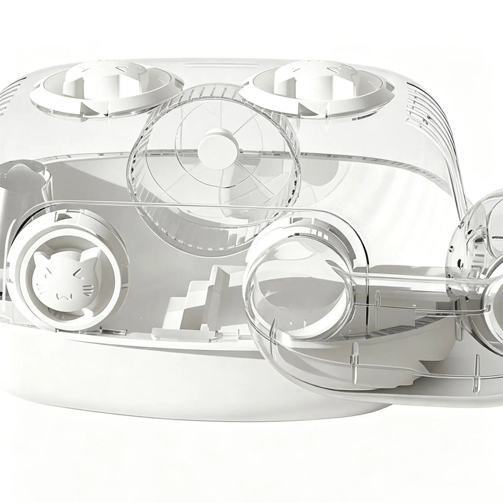 Double-Layer Hamster Cage Habitat with Tunnel | Small Pet Enclosure Small Pet Habitat Qme