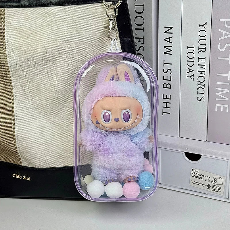 Labubu Dust Cover PVC Transparent Portable Storage Bag Collectible Figure Bag Qme VIOLET/紫罗兰