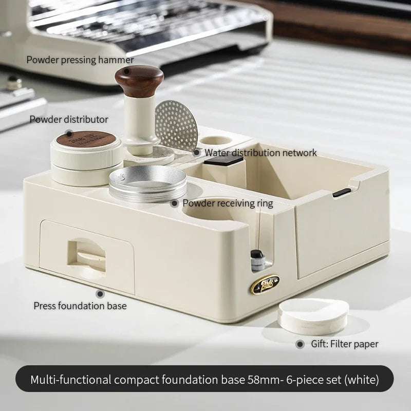 Bincoo 51–58mm Tamper Station & Portafilter Holder | Barista Kit Espresso Tamper Station Qst 58MM white 6pcs set