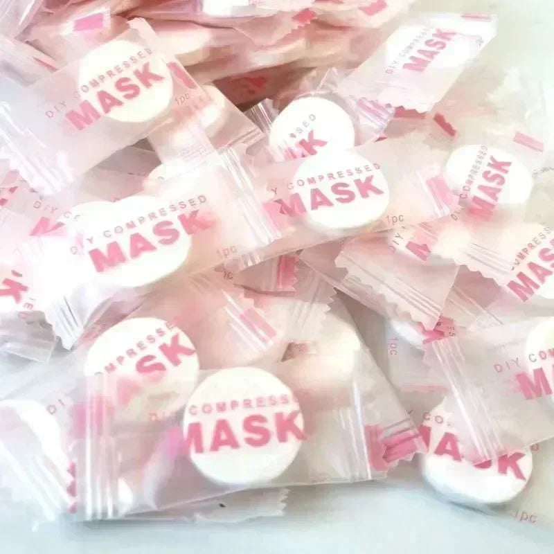 Disposable Compressed Face Masks 100 Pcs – Cotton Travel Set Compressed Face Mask Qme