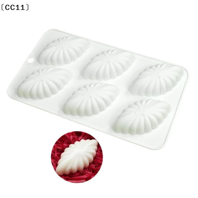 6-Cavity Shell Silicone Mould – Pudding, Mousse & Candy Mold Silicone Baking Mould Qme