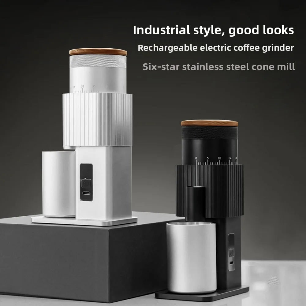 HAOYUNMA Rechargeable Conical Burr Coffee Grinder – All-Metal Electric Coffee Grinder Qst