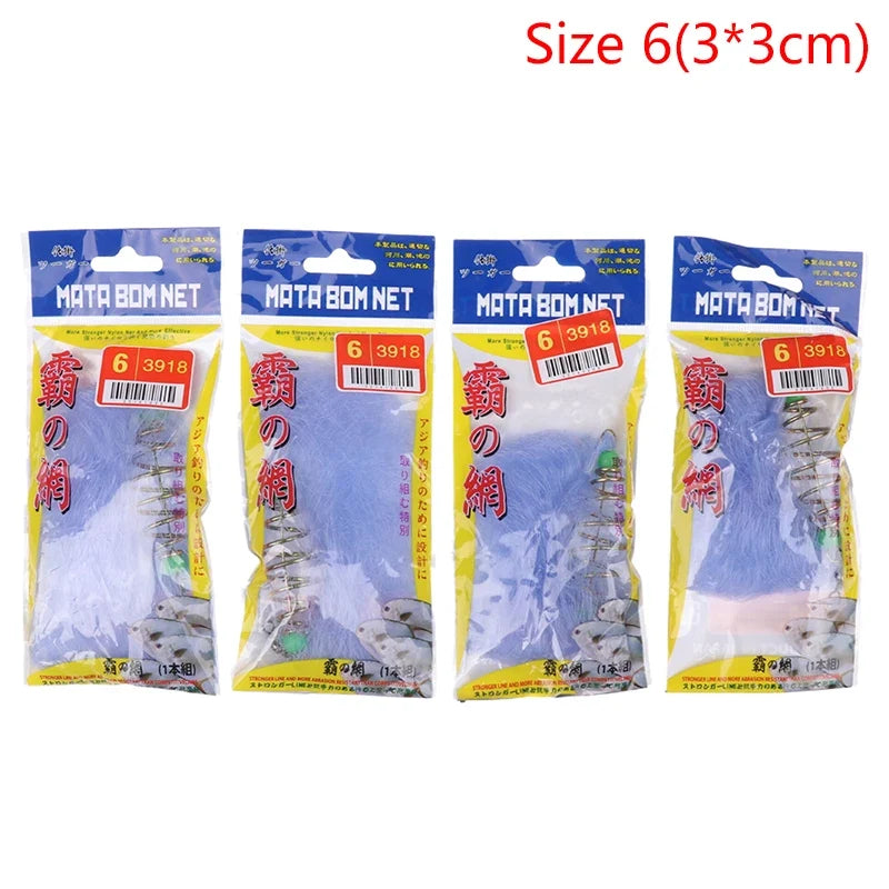 Folding Nylon Fish Bait Net with Luminous Beads – 4 Pack Fishing Bait Net Qme 6M