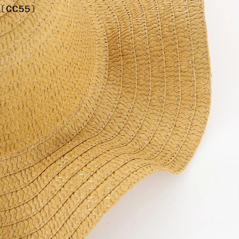 Women's Wide Brim Straw Hat – Wavy Edge Beach Sun Cap Women's Straw Hat Qst