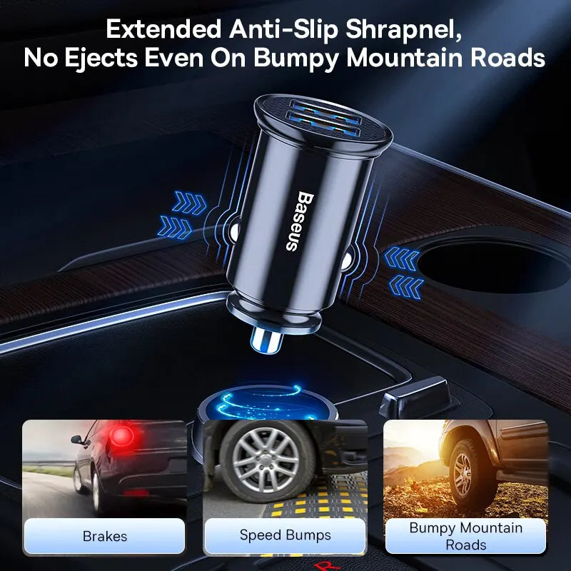 Baseus 30W Dual USB & USB-C Car Charger QC4.0 PD Fast Charge Car Charger Qst