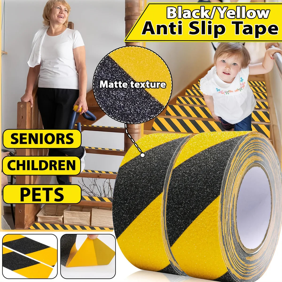 Anti-Slip Safety Grip Tape | Non-Skid Tread for Stairs & Floors Non-Skid Safety Tape Qme