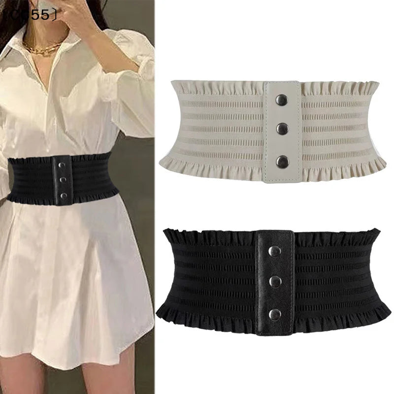 Women's Elastic Wide Waistband Lace Cummerbund Belt Women's Fashion Belt Qst
