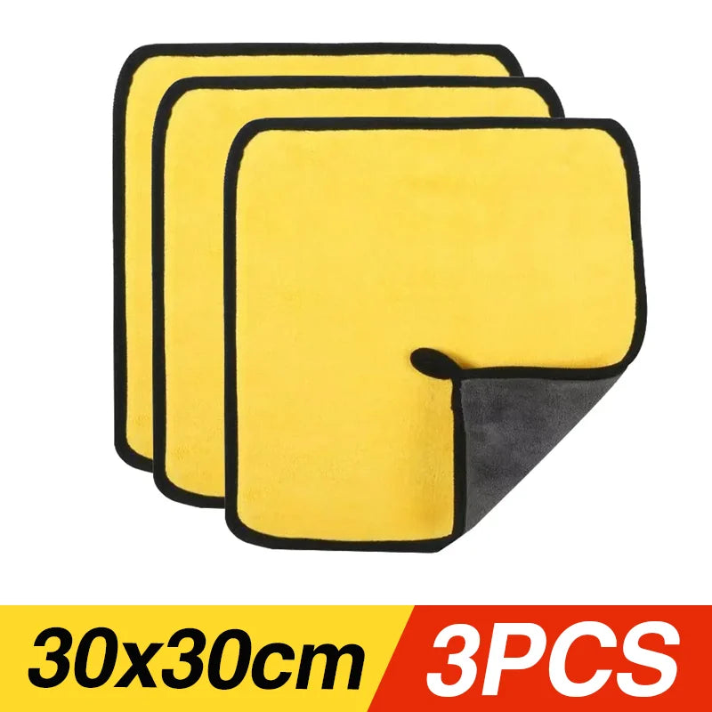 Thickened Microfiber Car Cleaning Towels – Lint-Free, Quick-Dry Microfiber Cleaning Towels Qme 3pcs 30x30cm