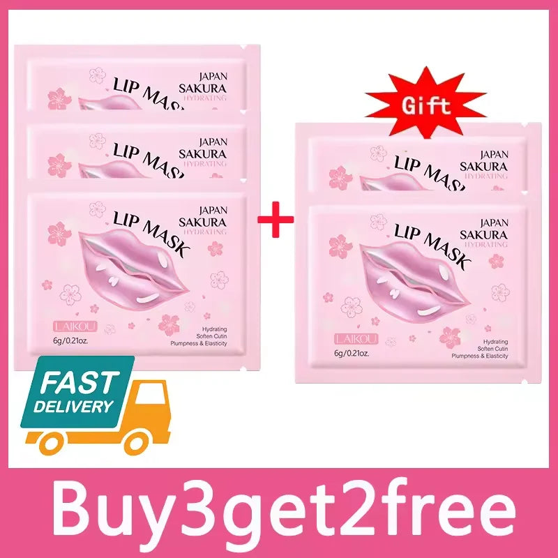 Sakura Hydrating Lip Mask – Exfoliating & Moisturizing K-Beauty Lip Mask Treatment Qst 5 pcs