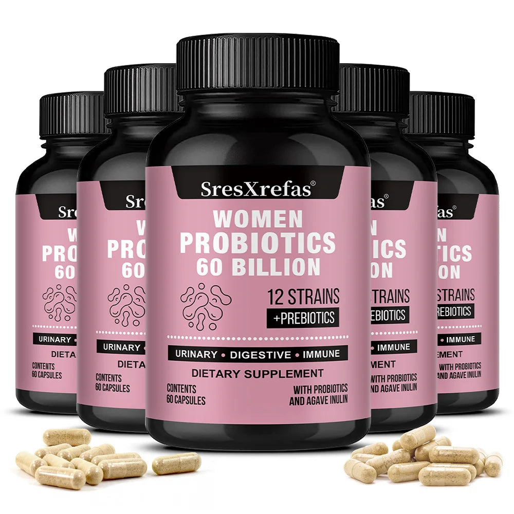 Women's Probiotics 60 Billion CFUs – Gut, Vaginal & Urinary Health Probiotic Supplement Qst 60 count-5 bottle