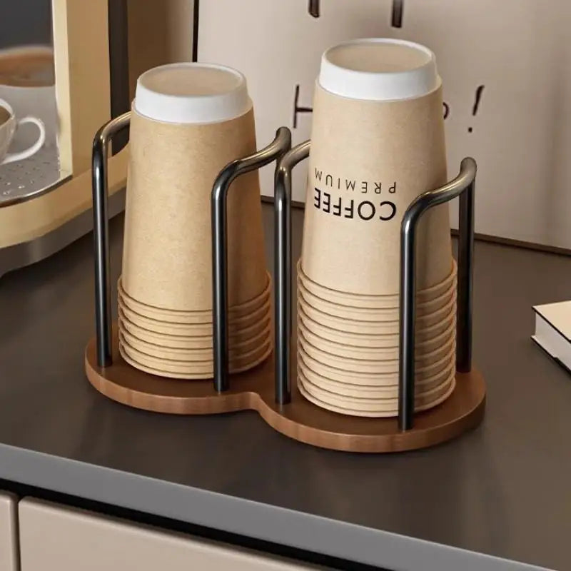 Wooden Mug & Cup Dispenser Display Stand Organizer | 6 Colors Cup Dispenser Stand Qme