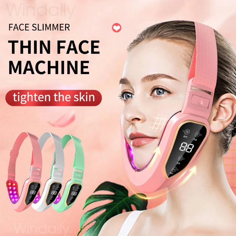 LED Photon Facial Lifting Vibration Massager – V-Face Toning Facial Lifting Device Qst
