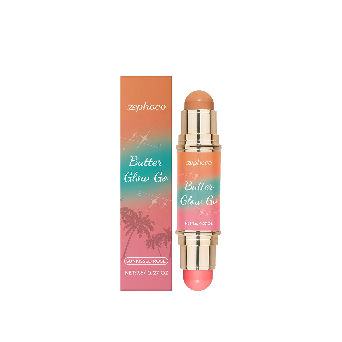 Zephoco Dual-Ended Contour & Blush Stick – Soft Matte Finish Contour Blush Stick Qst Brown Peach