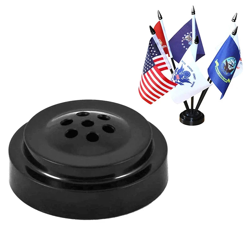 Black Plastic Desk Flag Stand – 8-Hole Mini Flagpole Base Desk Flag Stand Qme