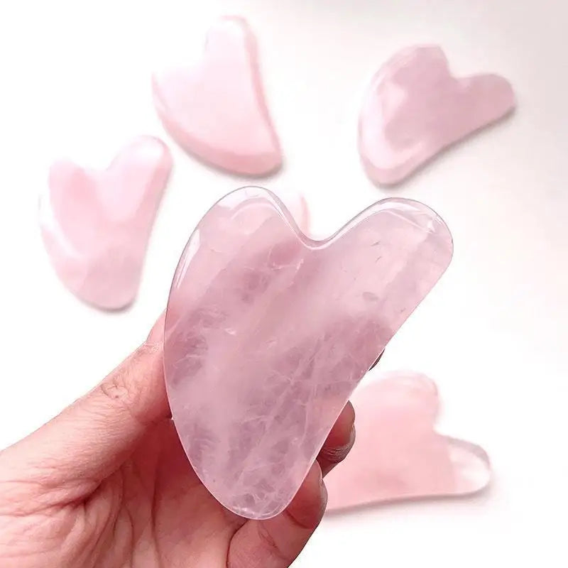 Heart Gua Sha Rose Quartz & Jade Face Massage Tool Gua Sha Massage Tool Qme