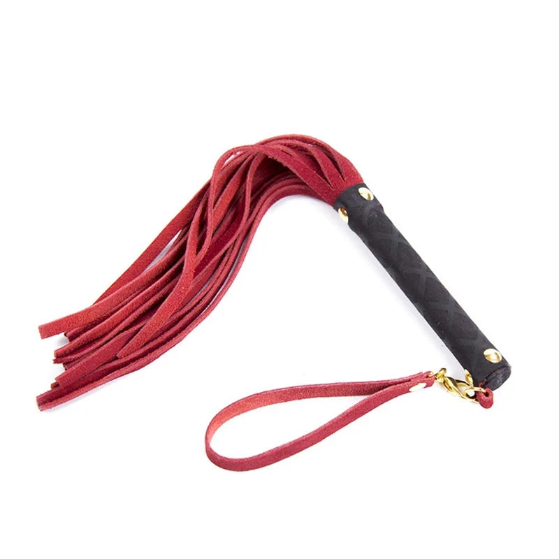 PU Leather Riding Crop & Flogger with Wrist Cuffs – 4 Colors Costume Accessory Qme