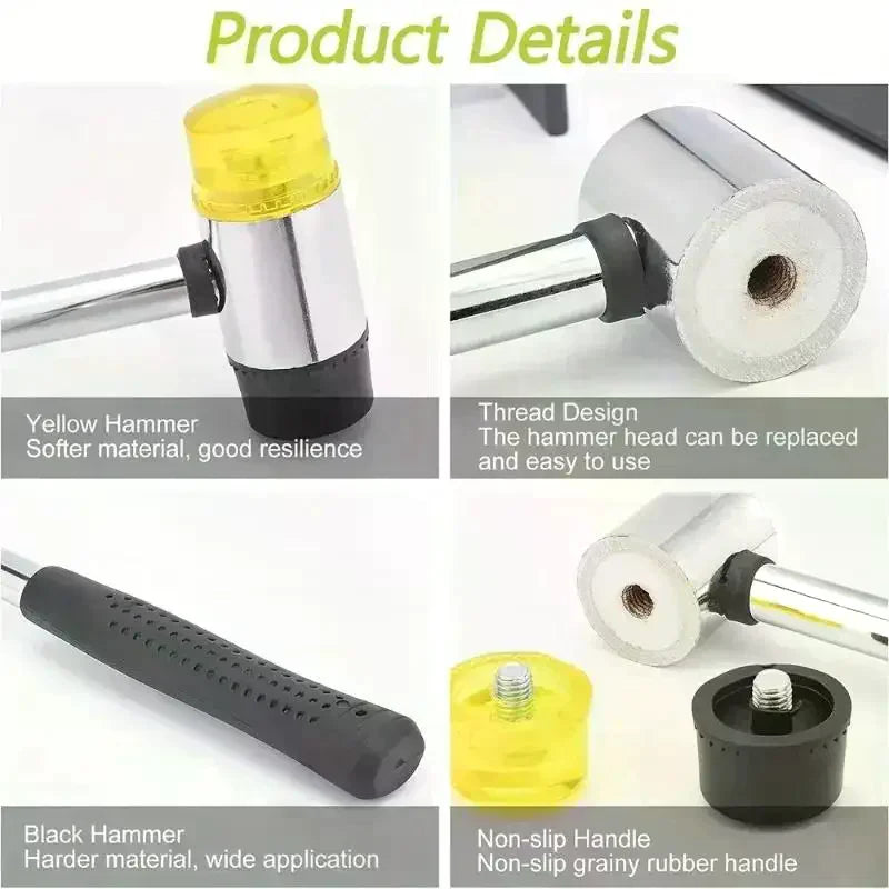 Double-Sided Rubber Mallet | Nylon & Rubber Head DIY Tool Rubber Mallet Qme