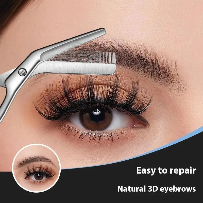 Professional Eyebrow Trimming Scissors & Stainless Steel Comb Eyebrow Grooming Tool Qme Default Title