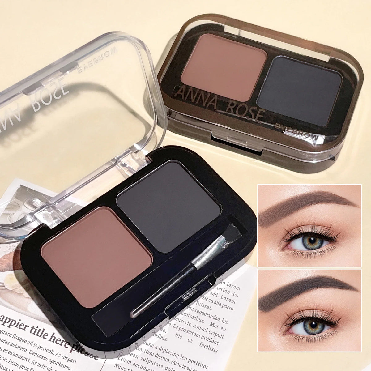 2-Color Eyebrow Powder Palette Black & Brown | Qme Makeup Eyebrow Powder Palette Qme