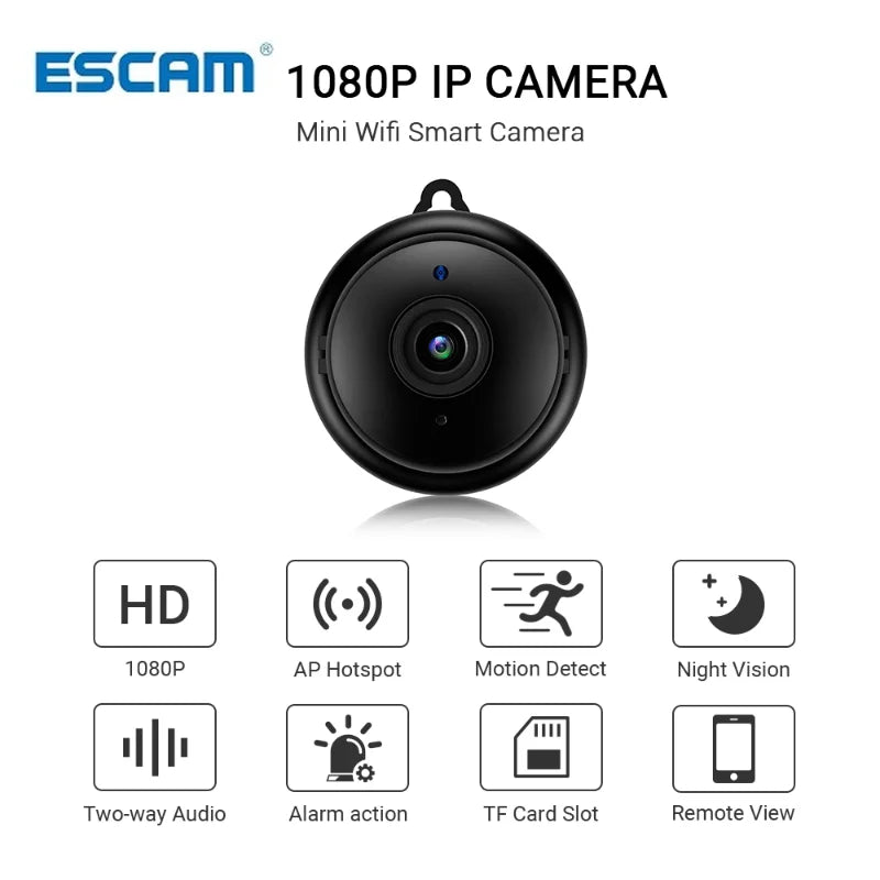 Escam V380 Mini 1080P WiFi Indoor Camera with Night Vision WiFi Security Camera Qme Standard US Plug China Mainland